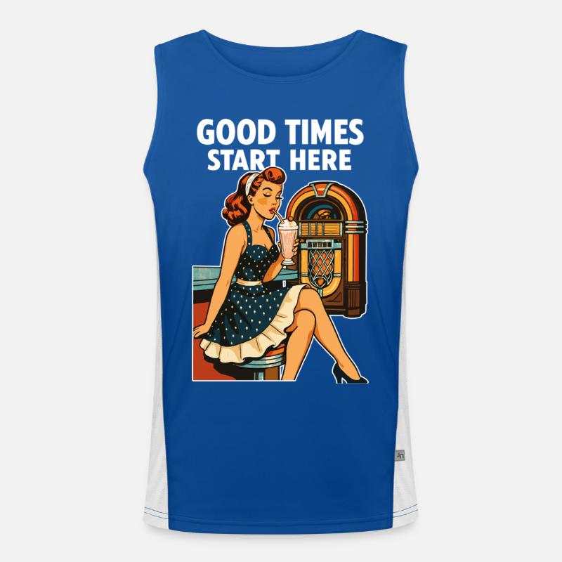Rockabilly 50er Diner Milchshake Jukebox Retro  Funktionelles Kontrast-Tank Top für Männer 