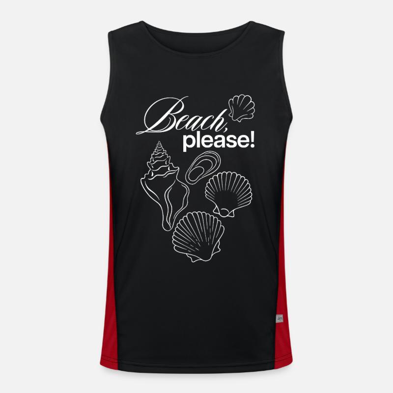 Beach Please Coastal Shell Illustration - Men's Functional Contrast Tank Top  - black/red