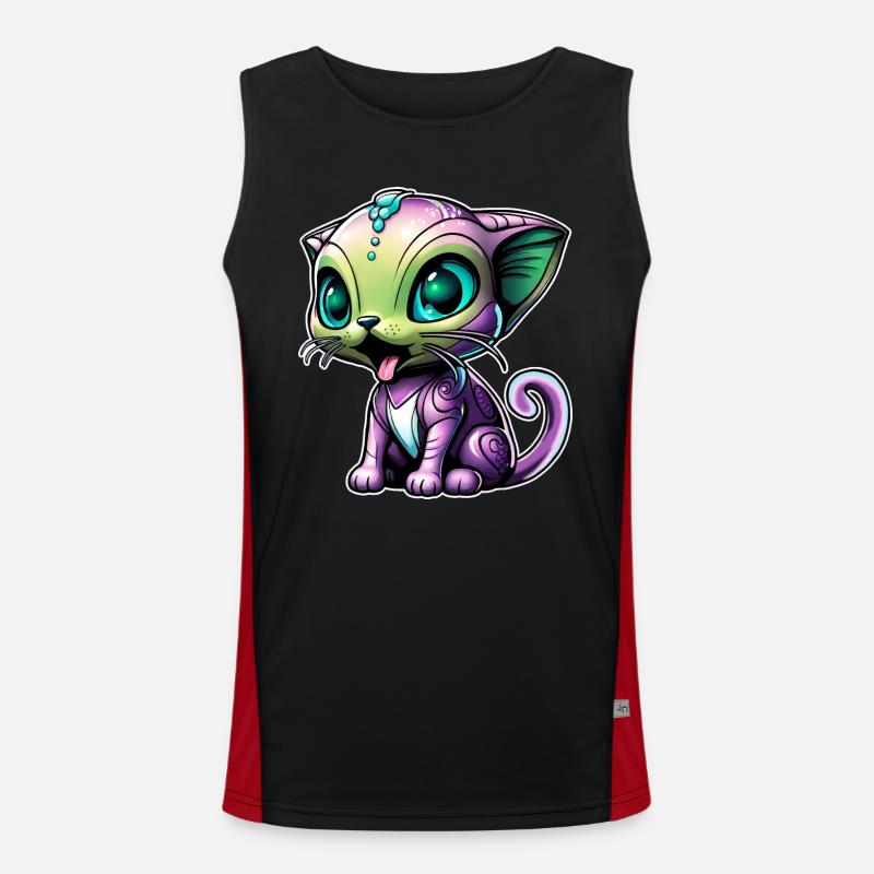 Cute Alien Cat Men's Functional Contrast Tank Top 
