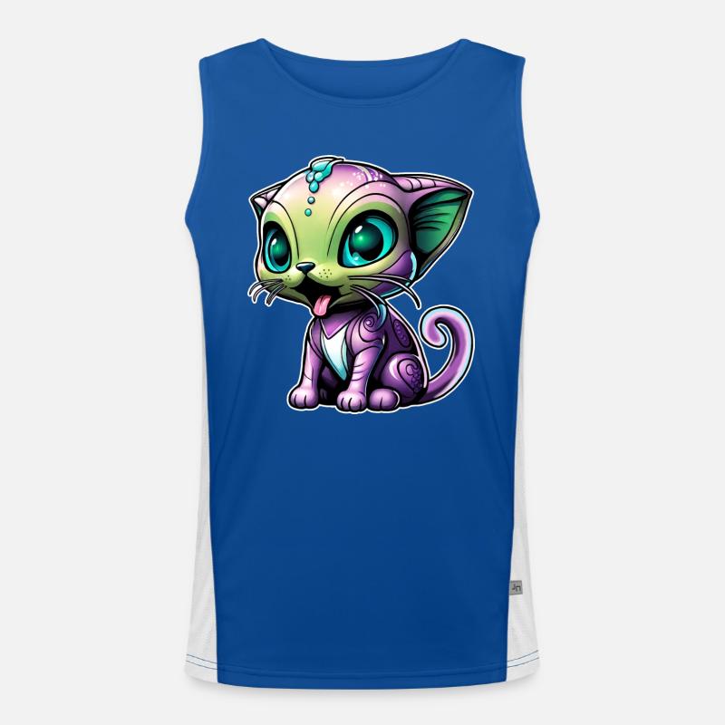 Cute Alien Cat Men's Functional Contrast Tank Top 