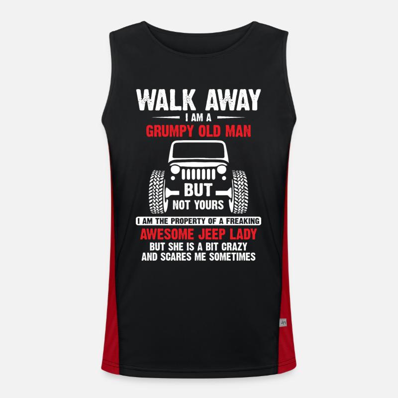 Awesome Walk Away I Am A Grumpy Old Man Jeeps Men's Functional Contrast Tank Top 