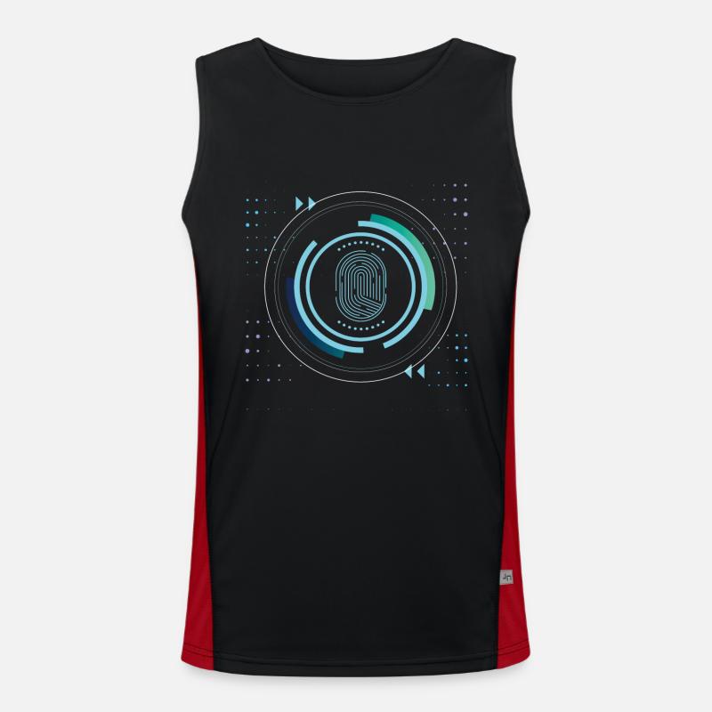 identity security safe nerd pixel pc tech science Funktionelles Kontrast-Tank Top für Männer 