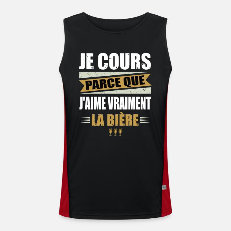 Je cours parce que j'aime vraiment la bière Débardeur respirant contrasté Homme 