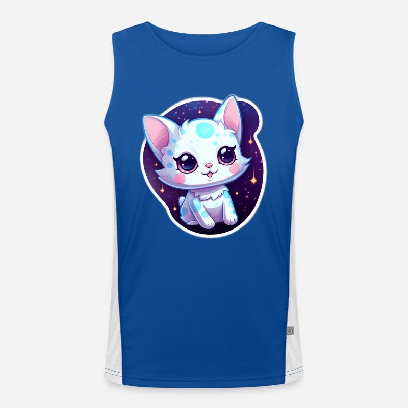 « Kitty Galaxy: Dessin animé mignon flottant dans l’espace » Débardeur respirant contrasté Homme 