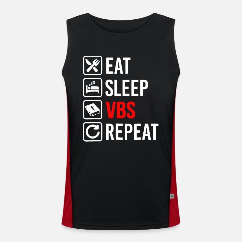 Eat Sleep Vbs Repeat - Men's Functional Contrast Tank Top  - black/red