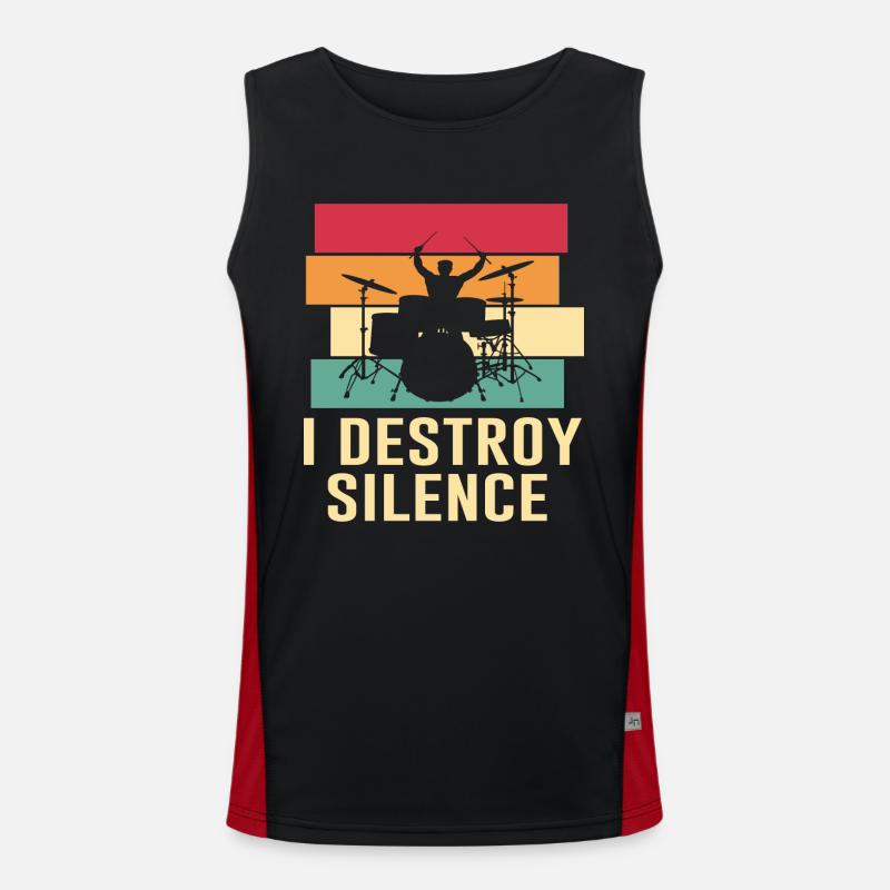 Schlagzeuger Drummer Retro Spruch Schlagzeug Funktionelles Kontrast-Tank Top für Männer 