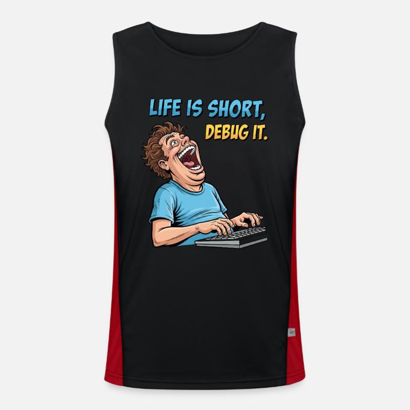 Debug Your Life: Witziges IT Programmierer Shirt Funktionelles Kontrast-Tank Top für Männer 