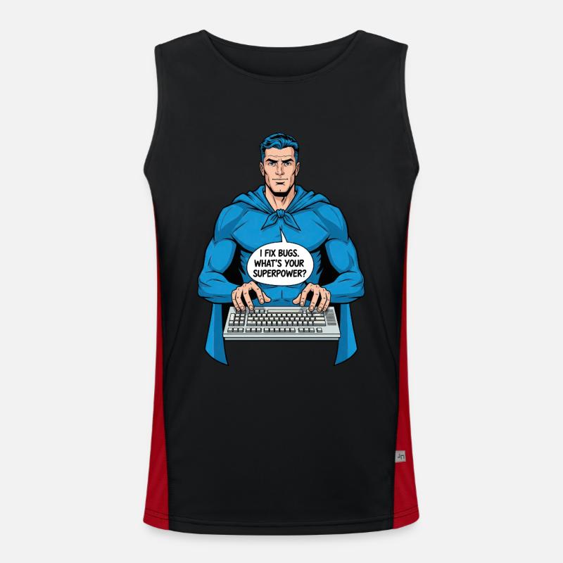 Superhero: I fix bugs! Men's Functional Contrast Tank Top 