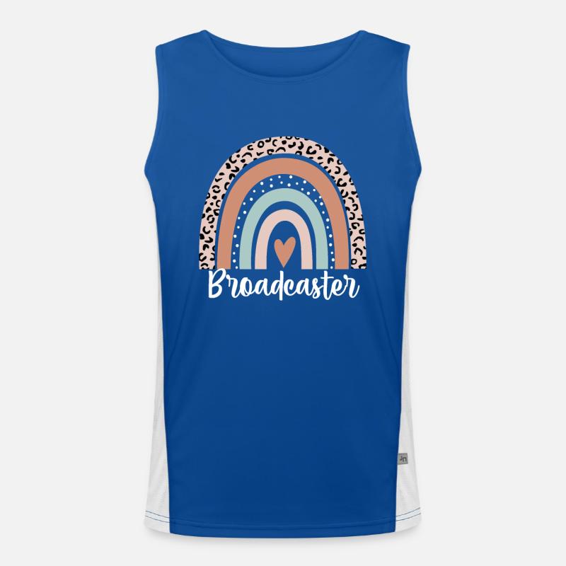 Broadcaster Rainbow Leopard Funny Broadcaster Men's Functional Contrast Tank Top 