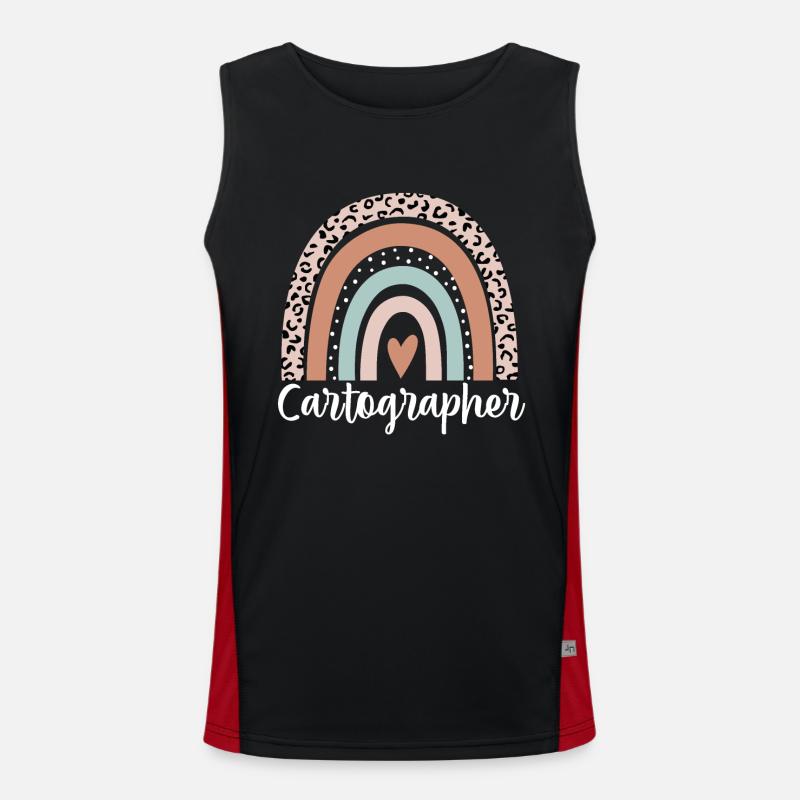Kartograf Regenbogen Leopard Lustiger Kartograf Funktionelles Kontrast-Tank Top für Männer 