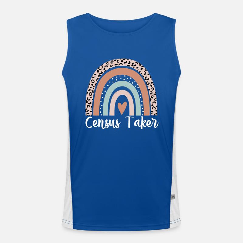 Census Taker Rainbow Leopard Funny Census Taker Men's Functional Contrast Tank Top 