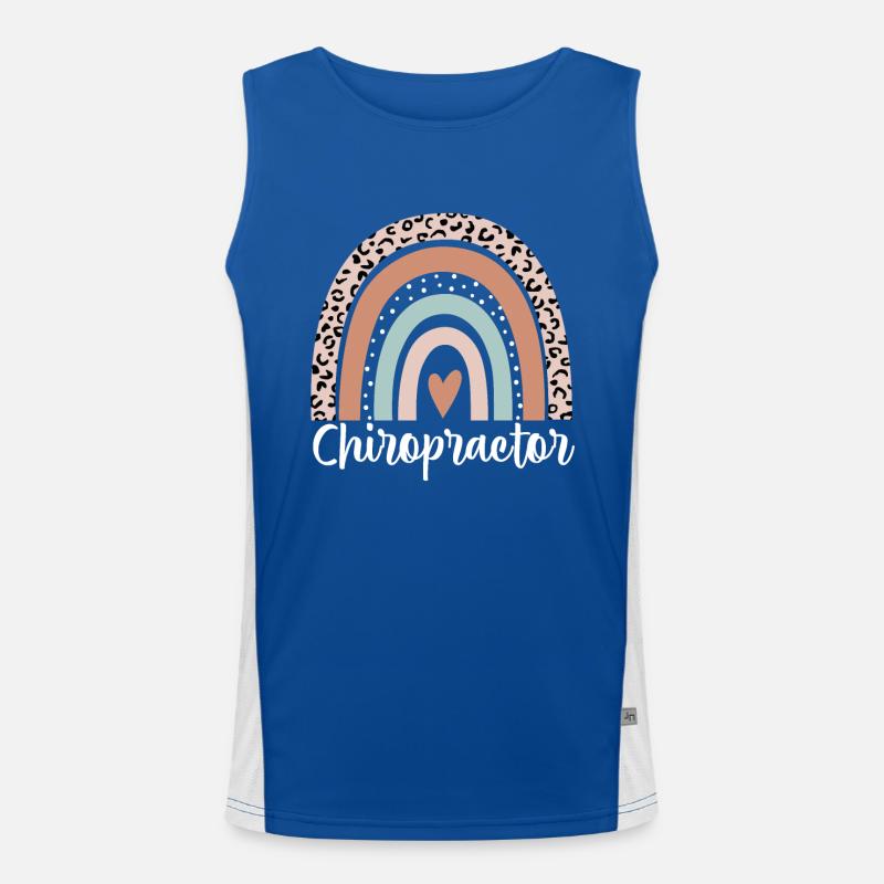 Chiropractor Rainbow Leopard Funny Chiropractor Men's Functional Contrast Tank Top 
