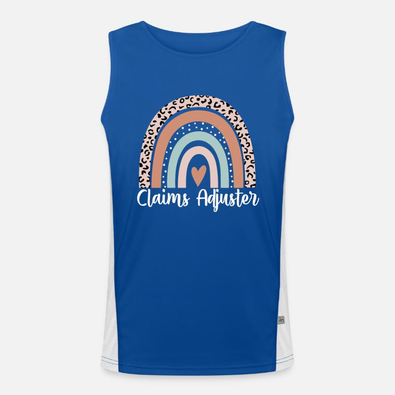 Claims Adjuster Rainbow Leopard Funny Claims Men's Functional Contrast Tank Top 