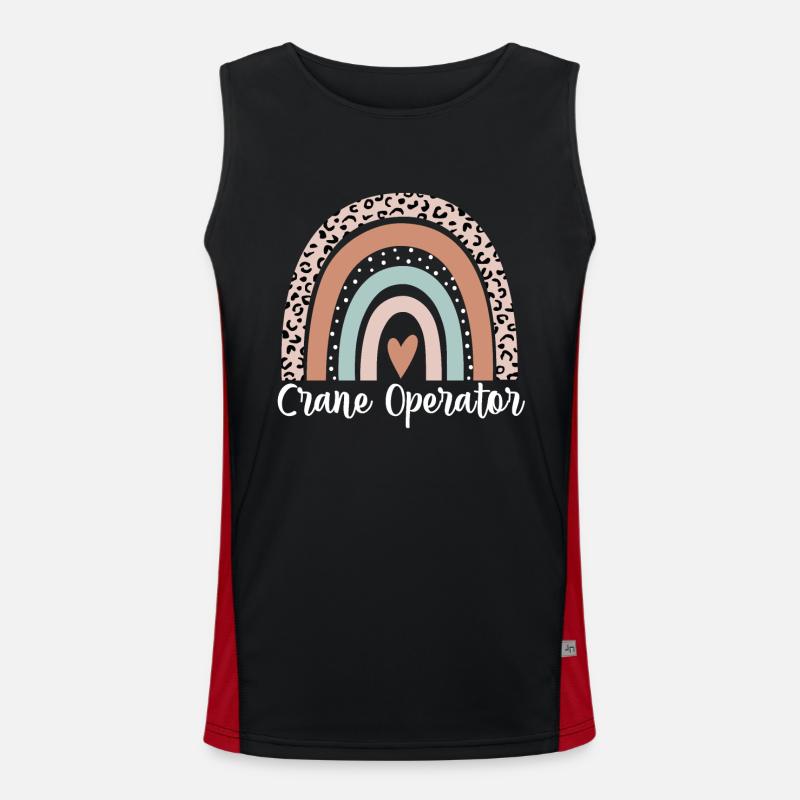 Kranführer Regenbogen Leopard Lustiger Kran Funktionelles Kontrast-Tank Top für Männer 