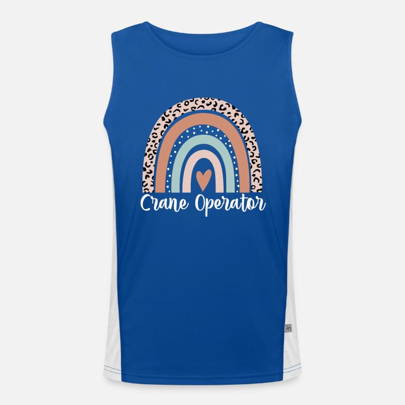 Kranführer Regenbogen Leopard Lustiger Kran Funktionelles Kontrast-Tank Top für Männer 