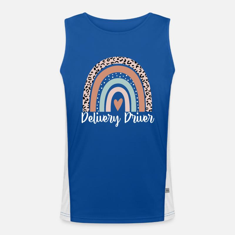Delivery Driver Rainbow Leopard Funny Delivery Men's Functional Contrast Tank Top 