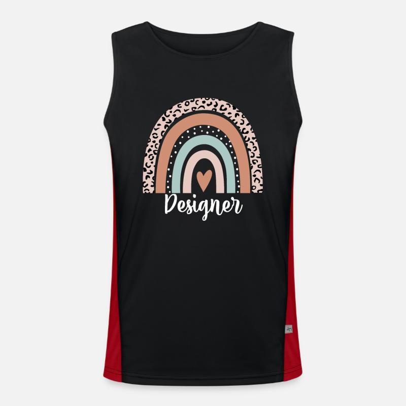 Designer Rainbow Leopard Funny Designer Men's Functional Contrast Tank Top 