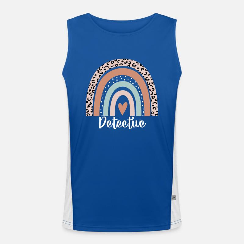 Detective Rainbow Leopard Funny Detective Men's Functional Contrast Tank Top 