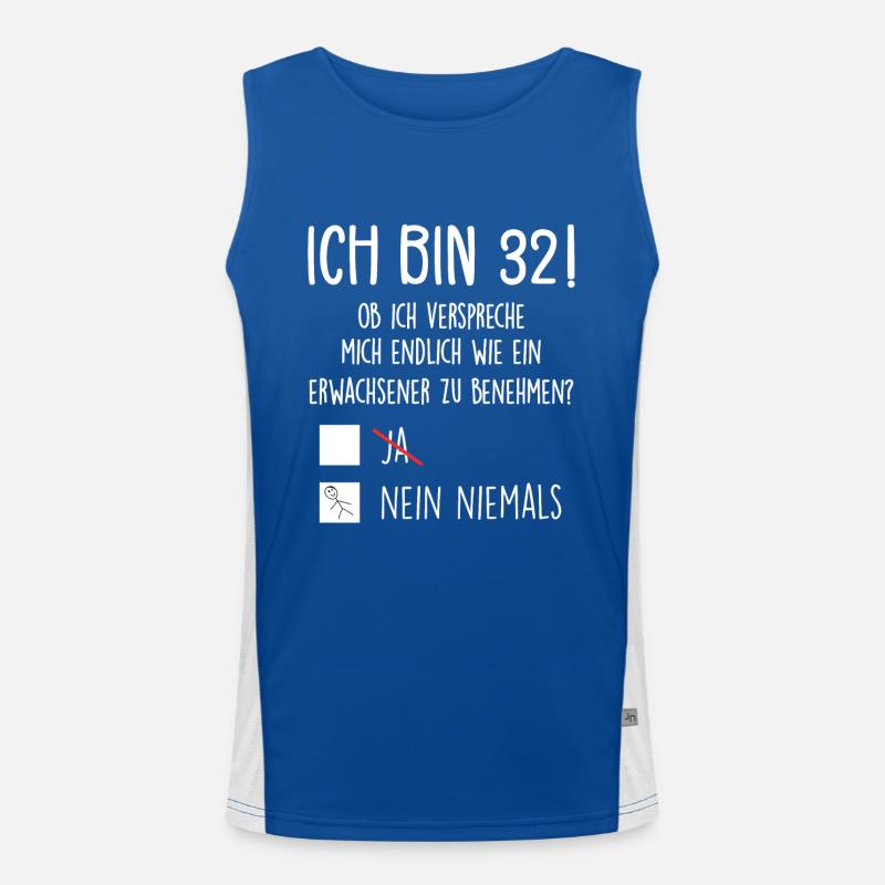 Ich Bin 32! - 32. Geburtstag 32 Funktionelles Kontrast-Tank Top für Männer 