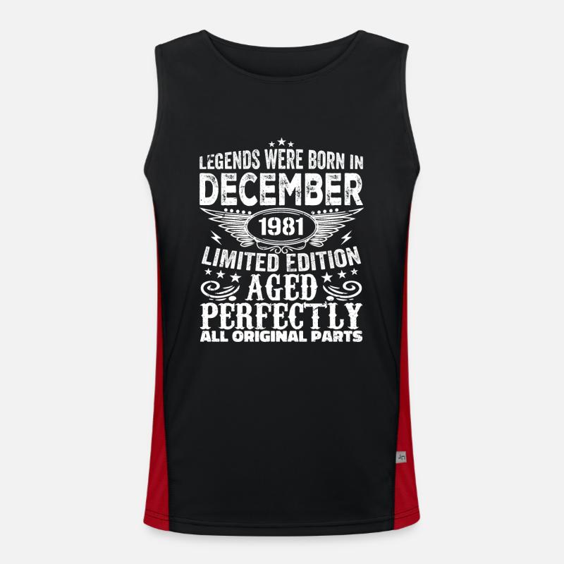Décembre 1981 Anniversaire Décembre 1981 Décembre Débardeur respirant contrasté Homme 