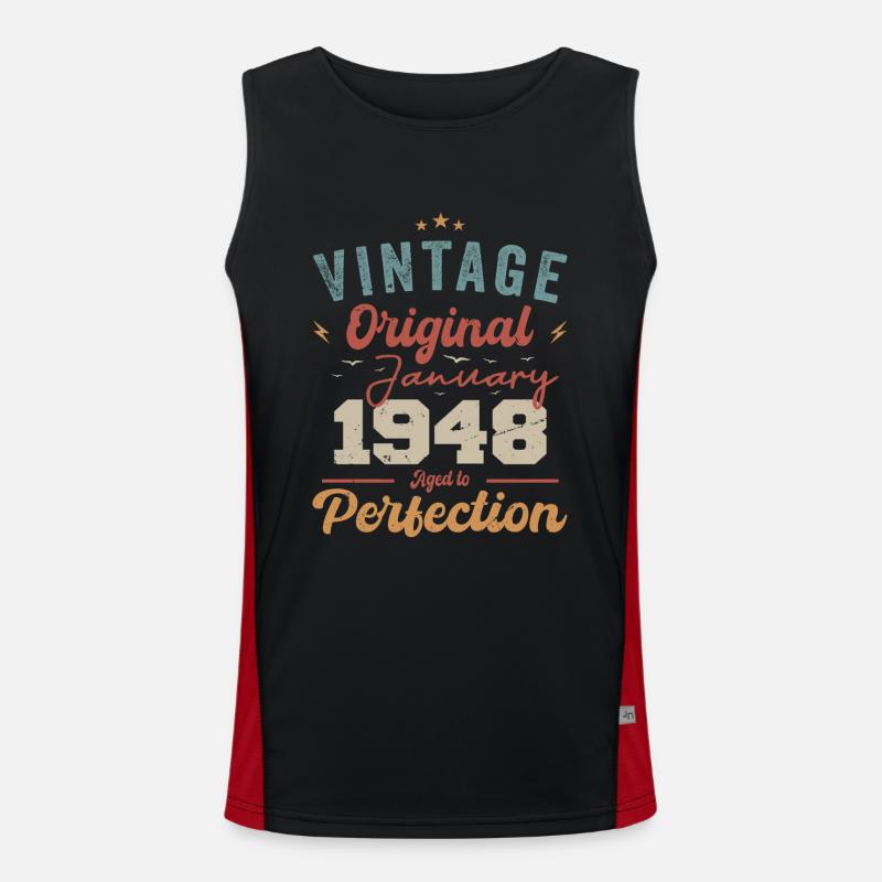 January 1948 Legend for 76 years Men's Functional Contrast Tank Top 
