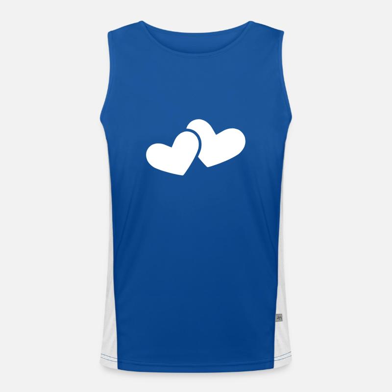 Double heart white Men's Functional Contrast Tank Top 