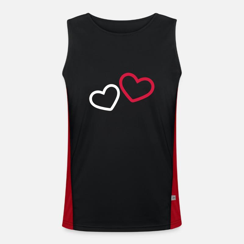 Zwei Herzchen Herz Funktionelles Kontrast-Tank Top für Männer 