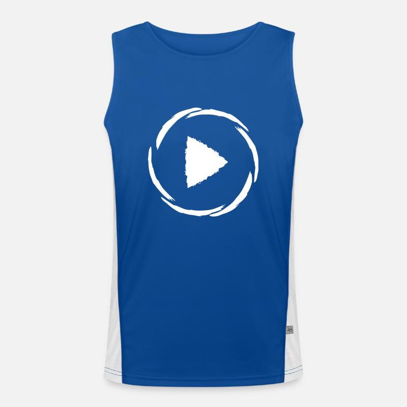 Play Symbol Button Knopf Funktionelles Kontrast-Tank Top für Männer 