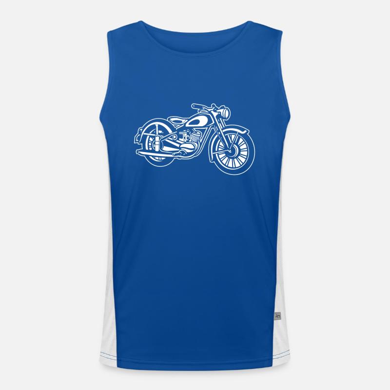 Motorcycle / Classic Motorcycle 04_white Men's Functional Contrast Tank Top 