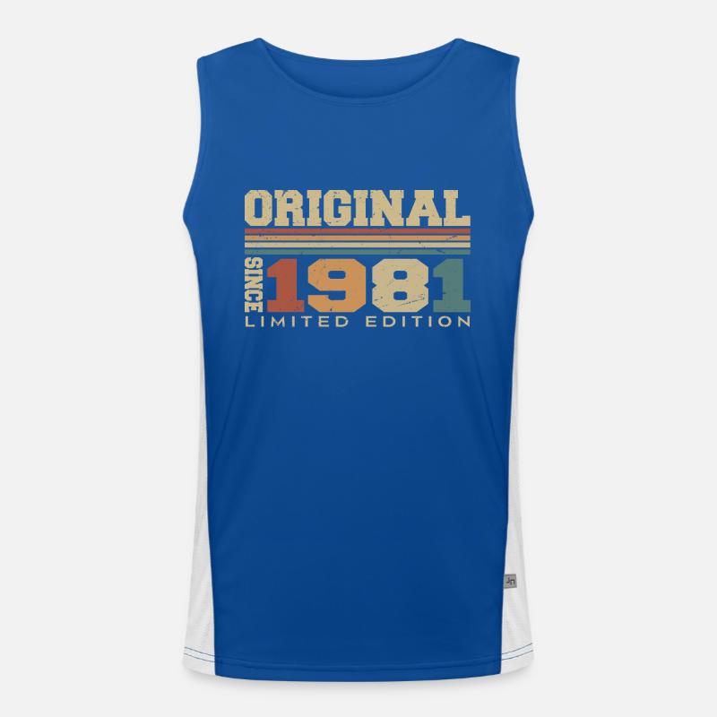 Original 1981 Retro Gift 43rd Anniversary 1981 Men's Functional Contrast Tank Top 