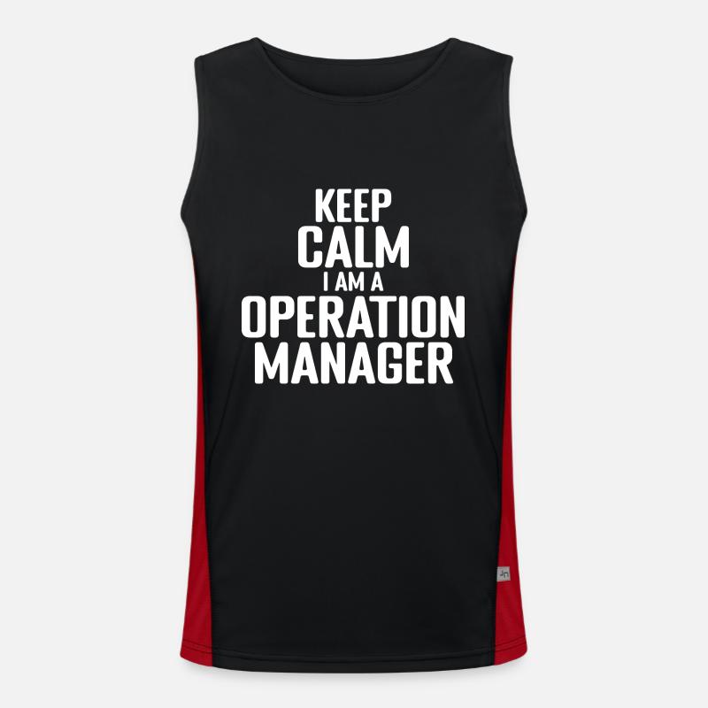 Operation Manager: keep calm - Men's Functional Contrast Tank Top  - black/red
