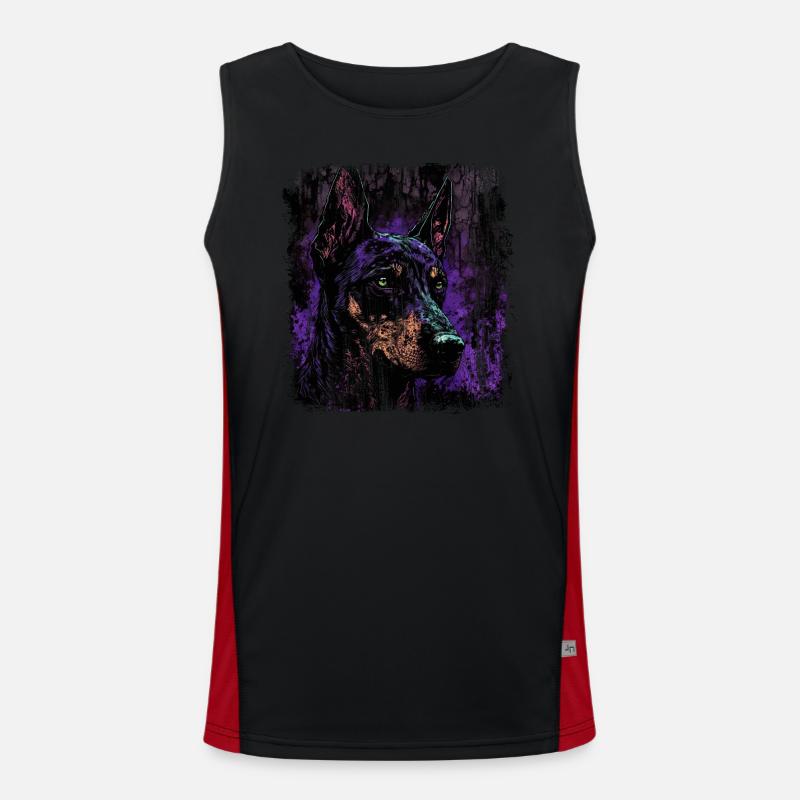 Spooky Dobermann Funktionelles Kontrast-Tank Top für Männer 