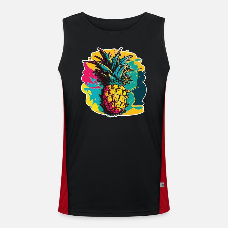 Pineapple Fruit - Men's Functional Contrast Tank Top  - black/red