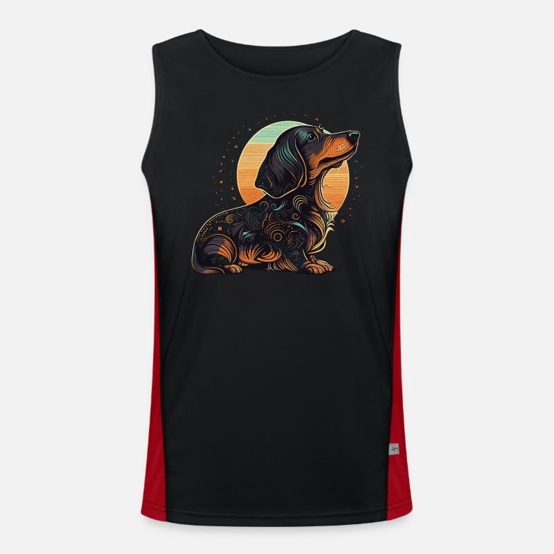 Dachshund art Men's Functional Contrast Tank Top 