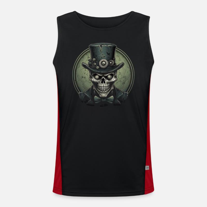 Steampunk Zombie Schädel Funktionelles Kontrast-Tank Top für Männer 