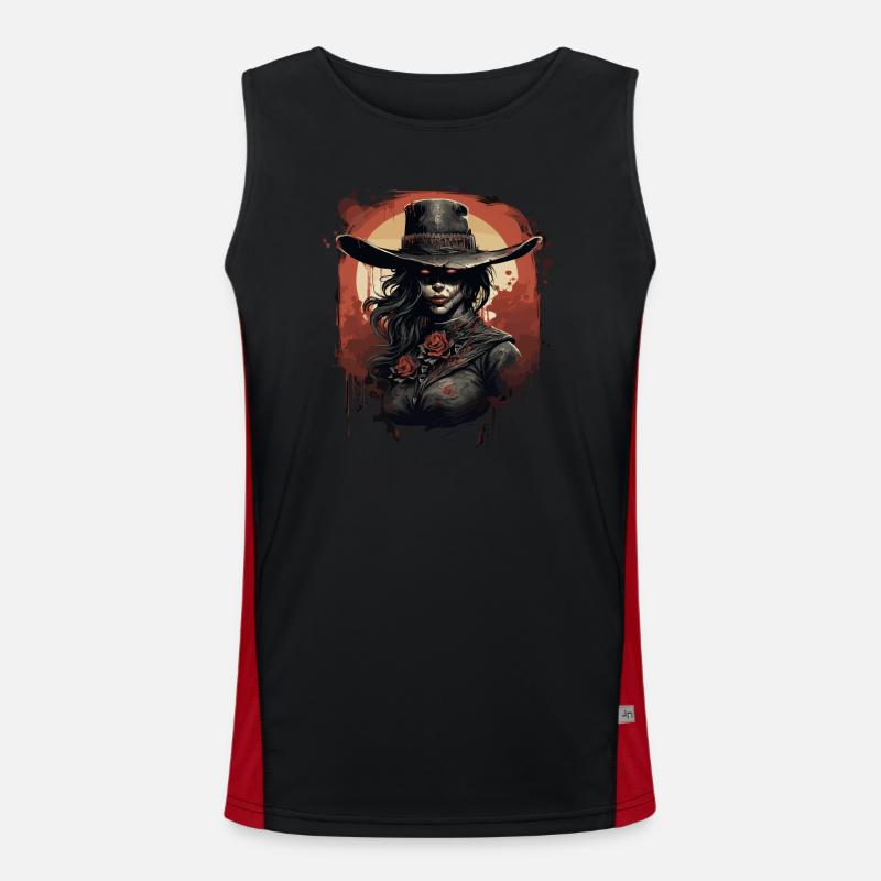 Emo Cowboy Zombie Mädchen Funktionelles Kontrast-Tank Top für Männer 