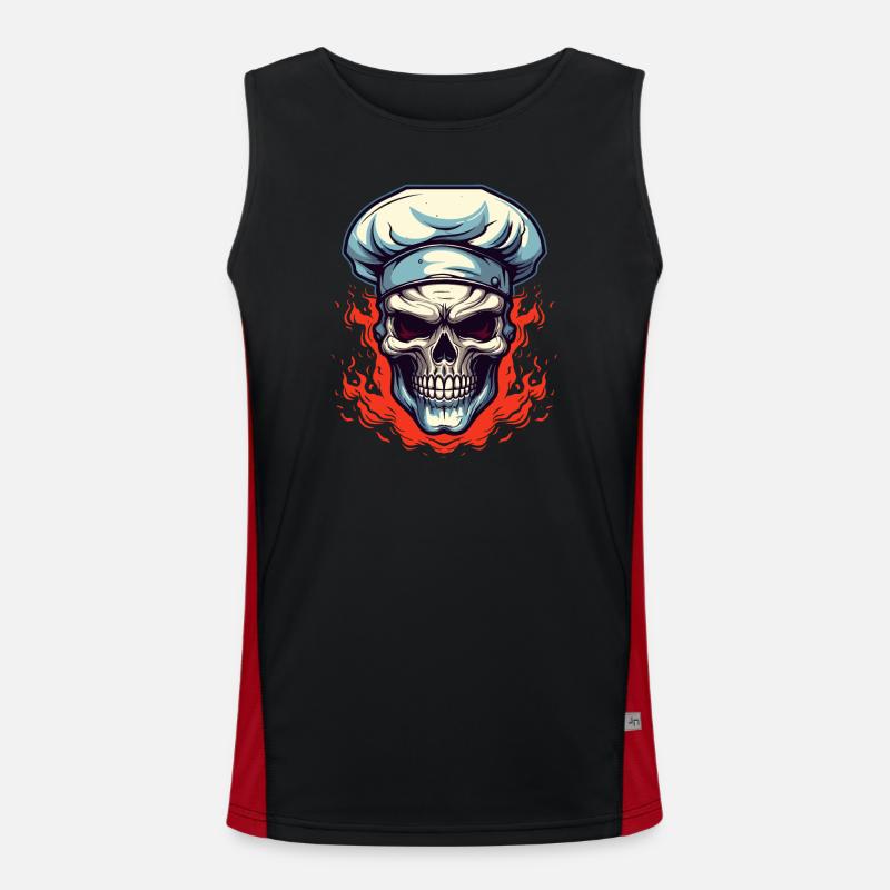Schädel mit Kochmütze Funktionelles Kontrast-Tank Top für Männer 