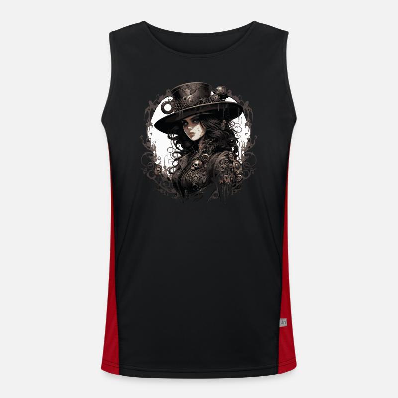 Emo Cowboy Steampunk Mädchen Funktionelles Kontrast-Tank Top für Männer 