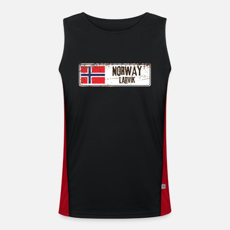 Larvik Norway Flag Men's Functional Contrast Tank Top 
