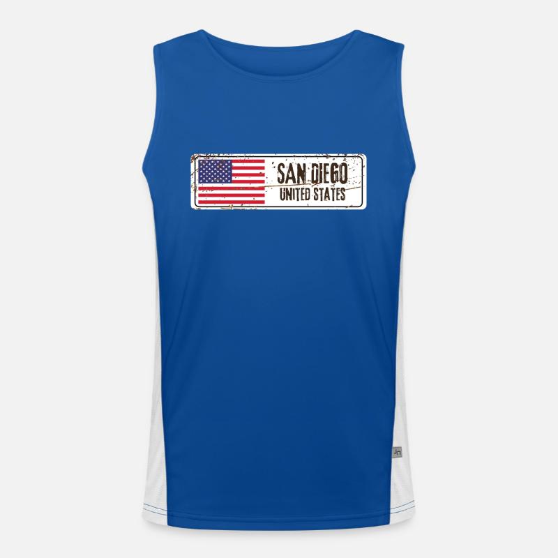 Drapeau de San Diego Débardeur respirant contrasté Homme 