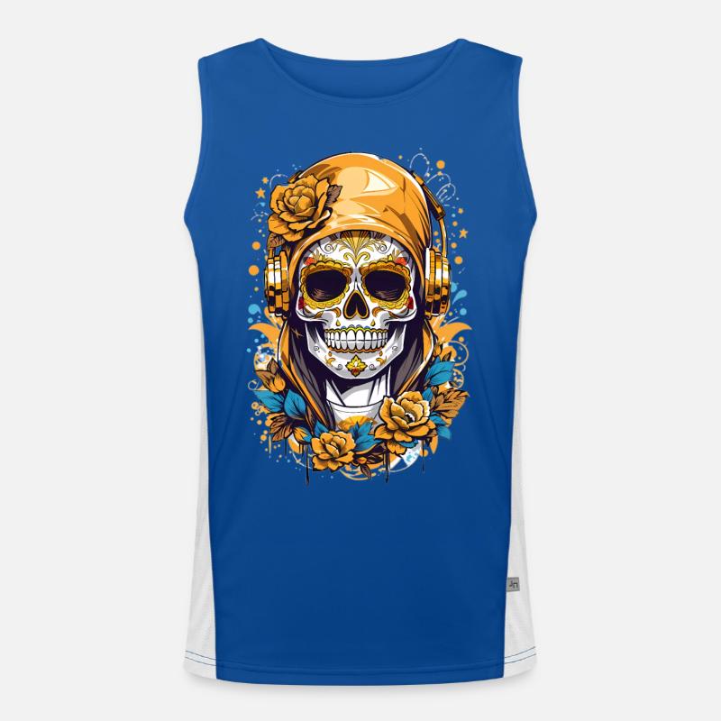 Golden Sugar Skull Men's Functional Contrast Tank Top 