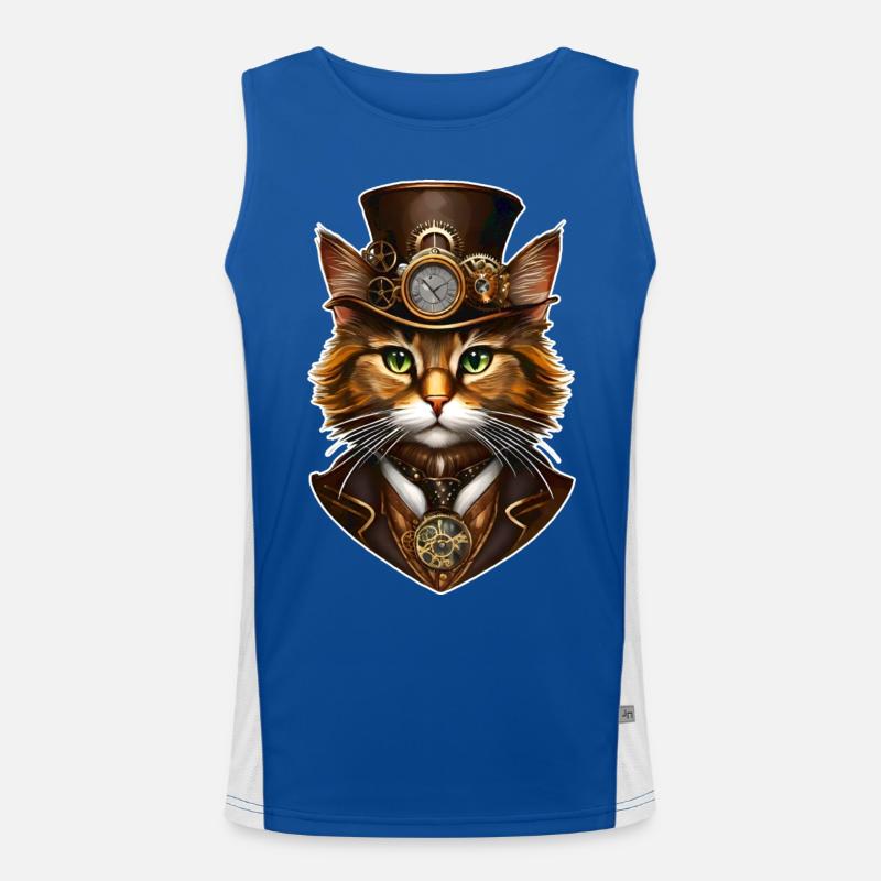 Coole Steampunk Katze Funktionelles Kontrast-Tank Top für Männer 
