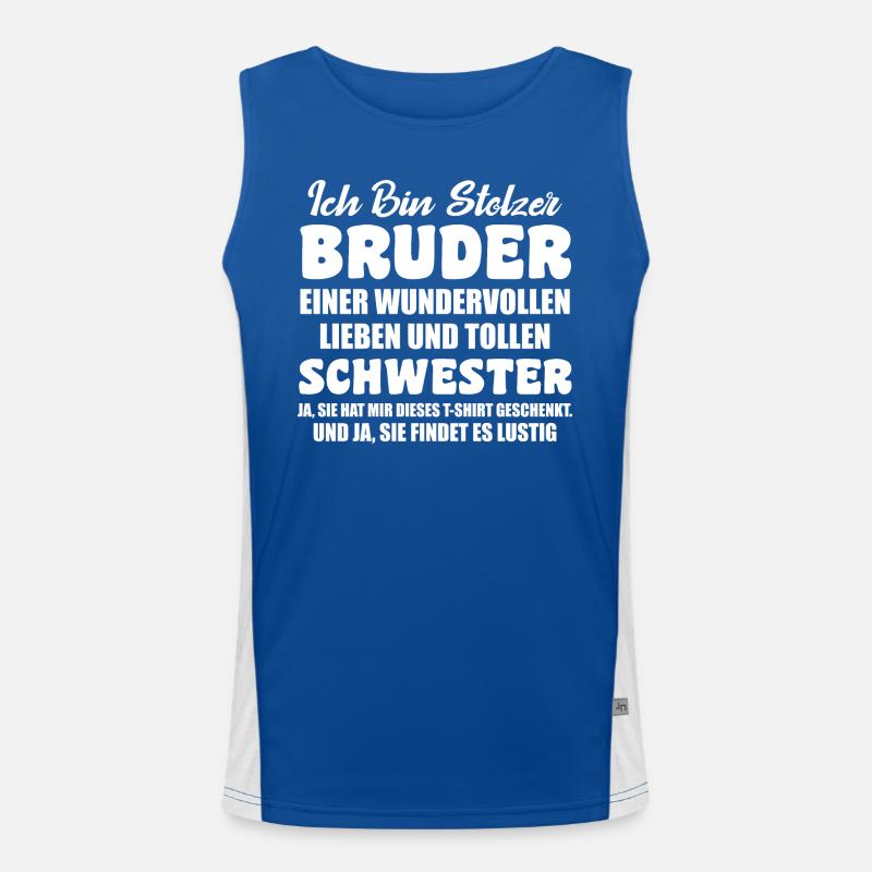 Ich Bin Stolzer Bruder Einer Tollen Schwester Funktionelles Kontrast-Tank Top für Männer 
