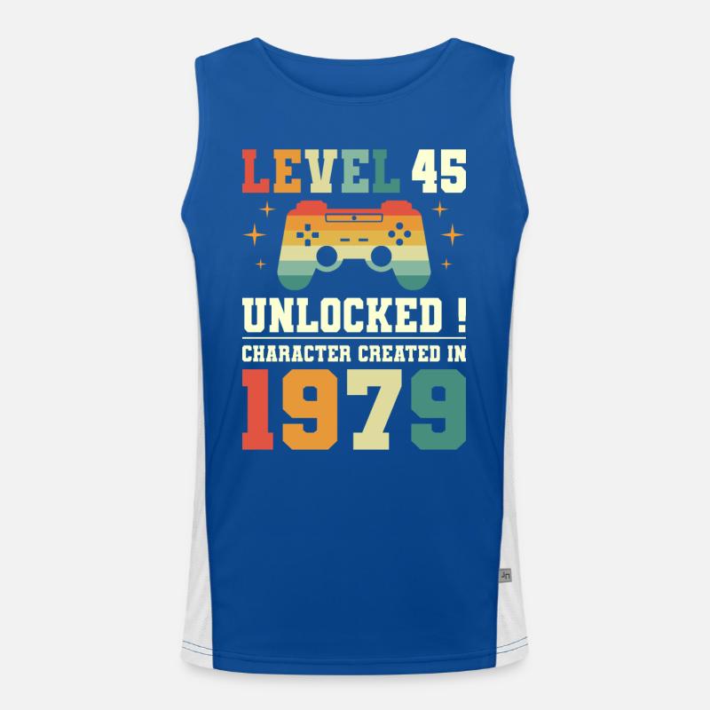 Level 45 Geburtstag Spieler 45 Jahre Funktionelles Kontrast-Tank Top für Männer 