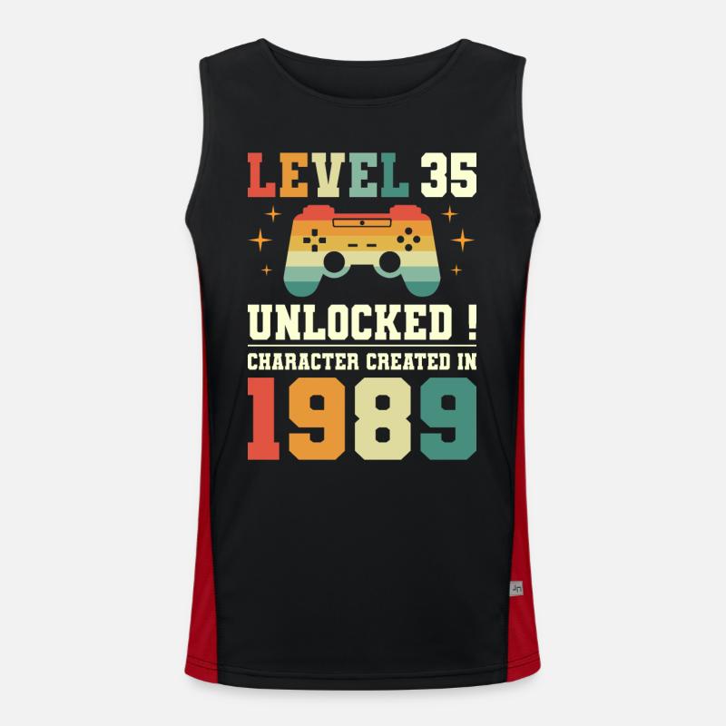 Niveau 35 Anniversaire Gamer 35 Ans Débardeur respirant contrasté Homme 