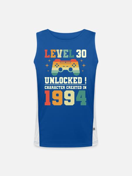 Niveau 30 Anniversaire Gamer 30 Ans - Débardeur respirant contrasté Homme  - bleu/blanc - Devant