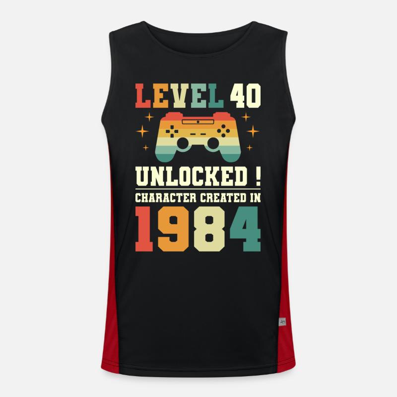 Niveau 40 Anniversaire Gamer 40 Ans Débardeur respirant contrasté Homme 