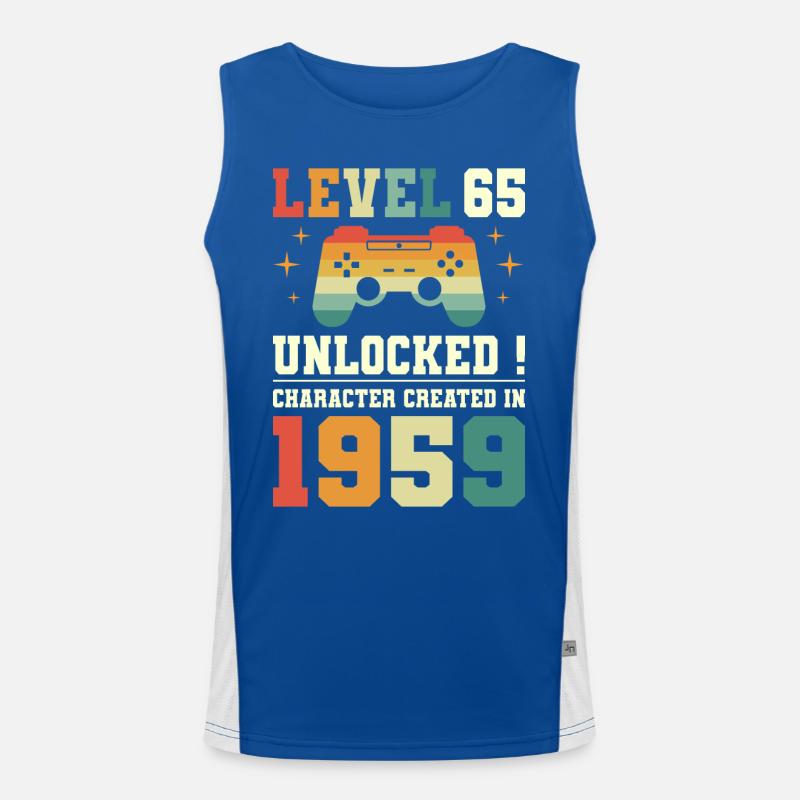 Level 65 Birthday Gamer 65 Years Men's Functional Contrast Tank Top 