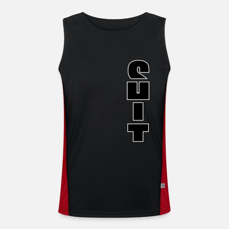 Shit vertical text - Men's Functional Contrast Tank Top - black/red
