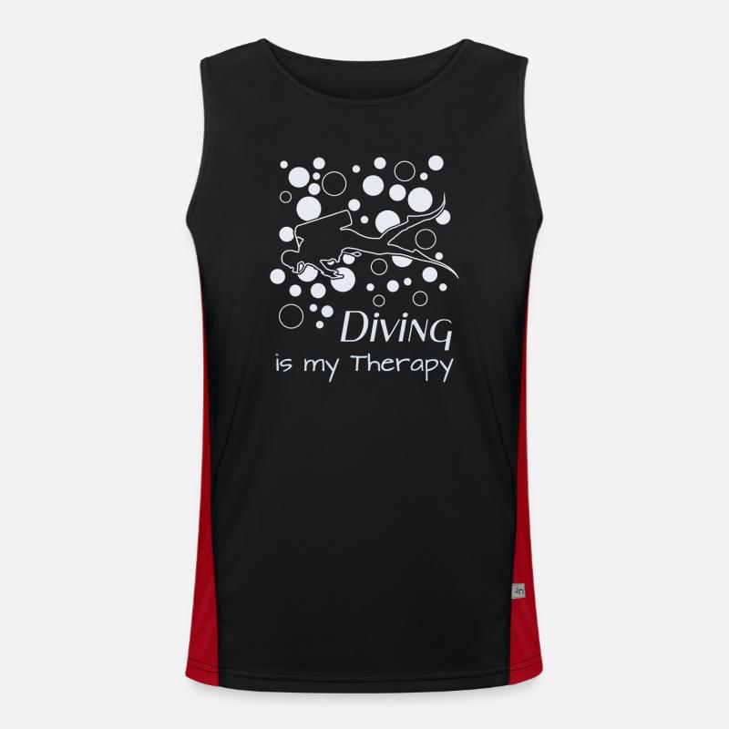 diving is my therapy Funktionelles Kontrast-Tank Top für Männer 